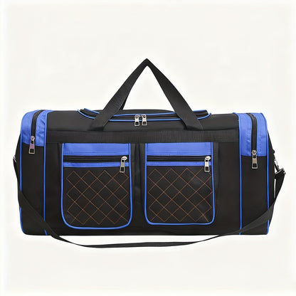 Gym Duffel Bag Large Capacity Travel Bag for Men Women Heavy Duty Polyester Multi Pocket Adjustable Shoulder Strap Zipper Closure for Fitness Workout Weekend Trips Business Travel Outdoor Black Blue Red