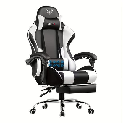 RGB Gaming Chair with LED Lights Footrest Ergonomic Gaming Chair with Massage Lumbar Support Reclining Video Game Chair for Adults Home Office Computer Chair with USB RGB Lighting