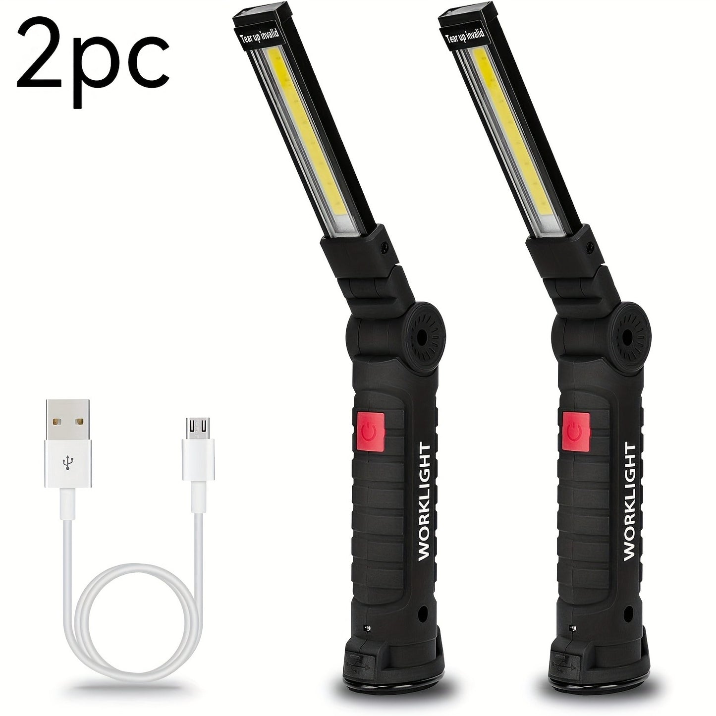 COB LED Work Light, 1000 Lumen Rechargeable Portable Hanging Camp Lamp with Built-In Battery, 200M Range for Camping, Yard, Party & Vehicle Maintenance – 2/4/6/8/10 Pack
