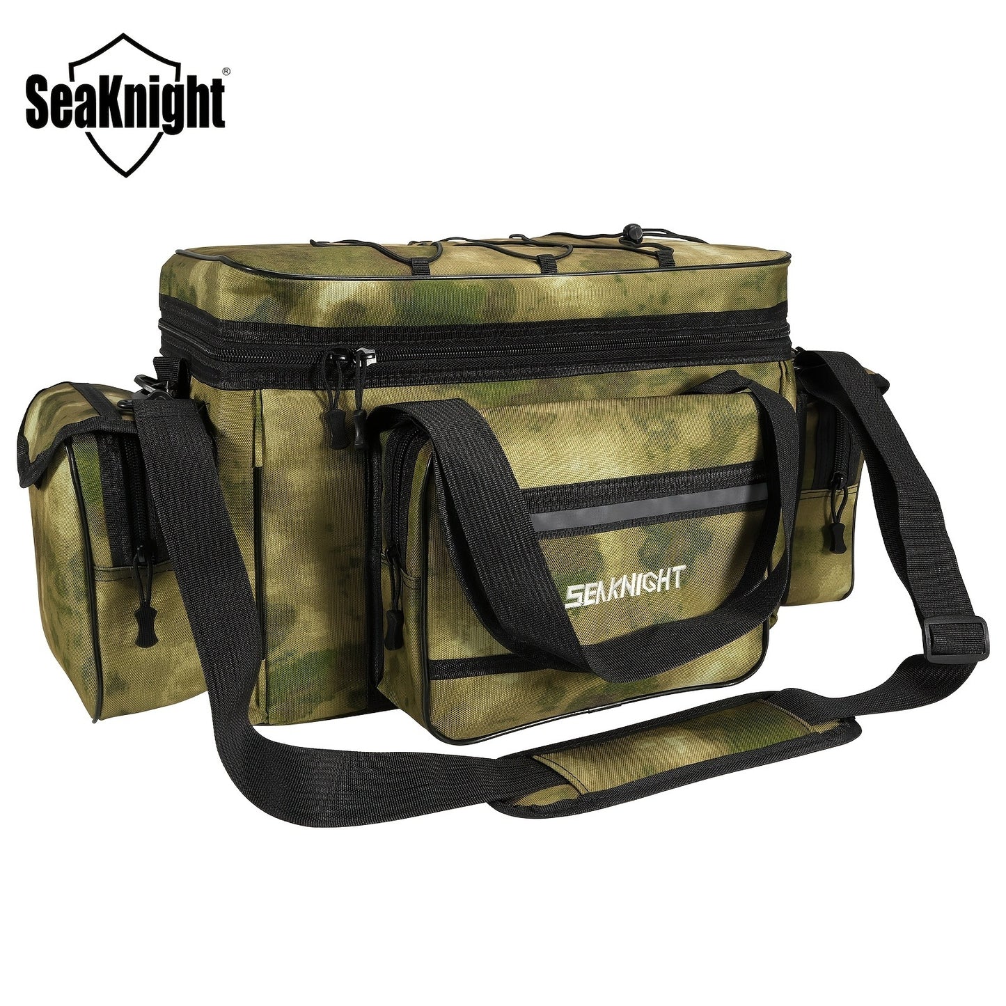 Fishing Tackle Bag Camo Durable Nylon Shoulder Carry Zipper Fishing Gear Storage Bag for Hiking Travel Outdoor Fishing Camouflage Multiple Colors