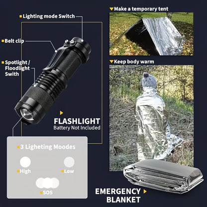 Tactical Knife Set 28-in-1 Survival Equipment – Men's Outdoor Tool Kit for Camping, Hunting, Fishing & Hiking | Perfect Father's Day Gift for Dad & Husband
