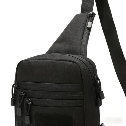 CCW Shoulder Bag Tactical Concealed Carry Bag for Men with Chest Holster Multiple Compartments EDC Sling Bag for Daily Use Shooting Range Hiking Outdoor Activities Black