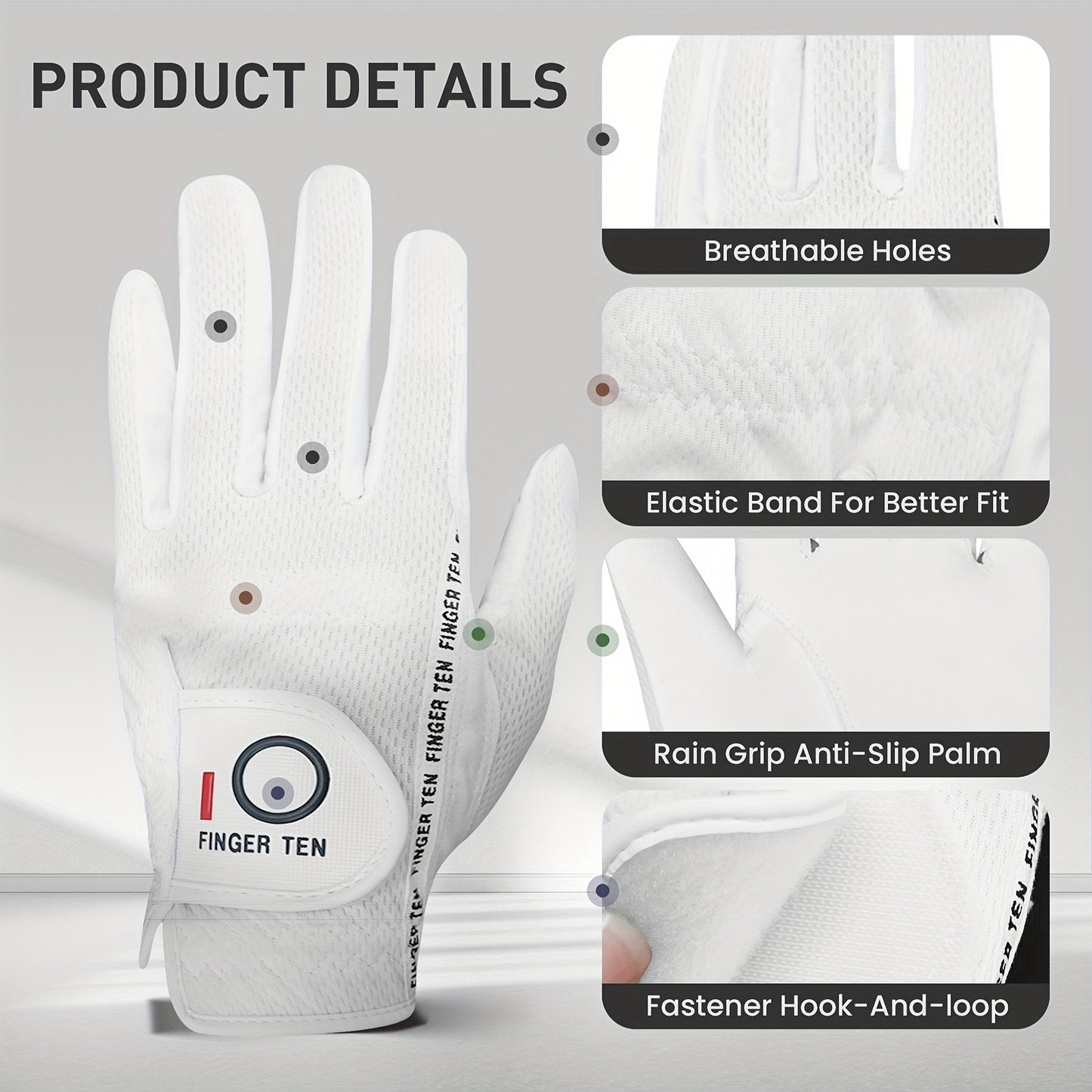 Wet Weather Golf Gloves Rain Grip 3-Pack for Men | Breathable Water-Resistant Golf Gloves for Left & Right Hand – Durable Comfortable Fit in Hot & Wet Conditions (Black, Gray, White | S–3XL)