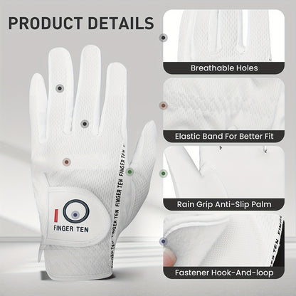Wet Weather Golf Gloves Rain Grip 3-Pack for Men | Breathable Water-Resistant Golf Gloves for Left & Right Hand – Durable Comfortable Fit in Hot & Wet Conditions (Black, Gray, White | S–3XL)