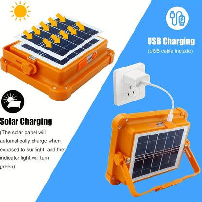 Magnetic Solar Work Light with Hook – 6500 Lumen LED Camping Light, Adjustable Brightness, Solar & USB-C Dual Charging, 6 Modes, Portable Hanging Lamp for Camping, Hiking, Garage & Emergency, 1/2/4/6/10 Pack