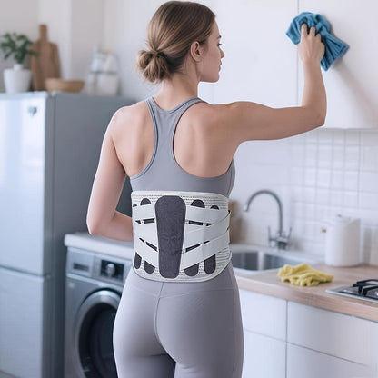Lumbar Support Belt for Men & Women – Adjustable Lower Back Brace with Aluminum Alloy Reinforcement, Breathable Hook-and-Loop Waist Support for Gym, Office, Warehouse & Heavy Labor (M–XXXL)