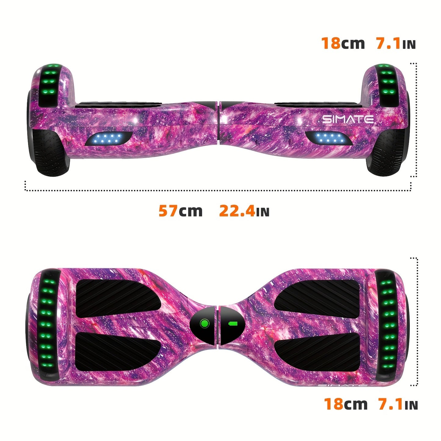 Self Balancing Hoverboard 6.5" LED Light Up Wheels 300W Motor 7.5MPH for Kids Teens Adults Multiple Colors