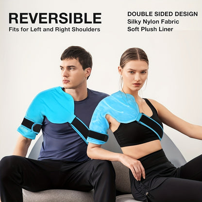 Shoulder Ice Pack Wrap Hot Cold Therapy Gel Pack Reusable Rotator Cuff Compress Adjustable Strap Hands-Free Pain Relief for Athletes Gym Home Recovery