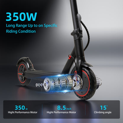 Electric Scooter for Adults 350W Motor Foldable Commuter E-Scooter 19 Miles Range 8.5" Solid Tires Portable Lightweight Travel Scooter for City Riding Shopping Commuting