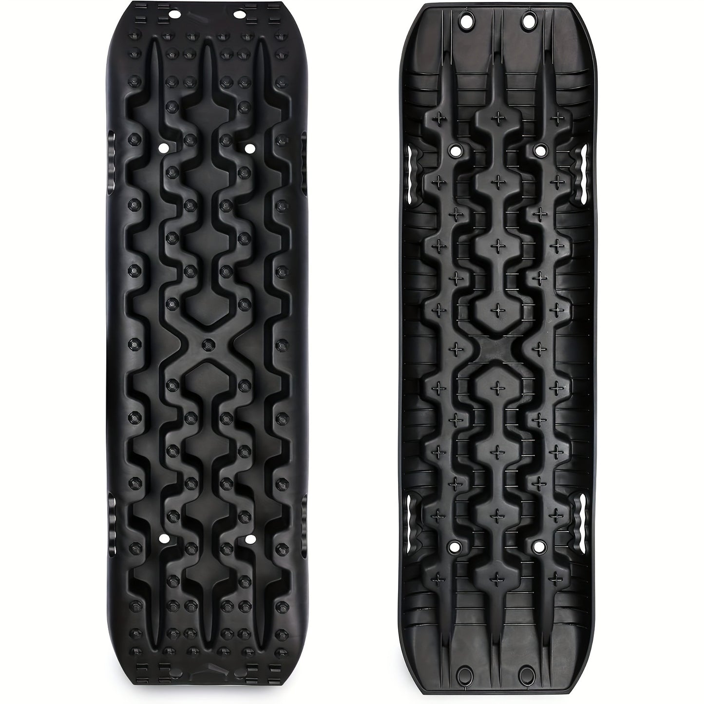 Off-Road Traction Boards Recovery Tracks 2-Pack – 10-Ton Capacity, 40”×11.8” PP Traction Mats for Sand, Mud & Snow, 4x4 Vehicle Recovery Boards with Carry Bag & Leash, Orange/Red/Black