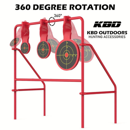 Triple Spinner Shooting Target – .22LR Rimfire Steel, 3 Floating Targets + 15 Bullseye Paper Targets, Foldable & Easy Setup