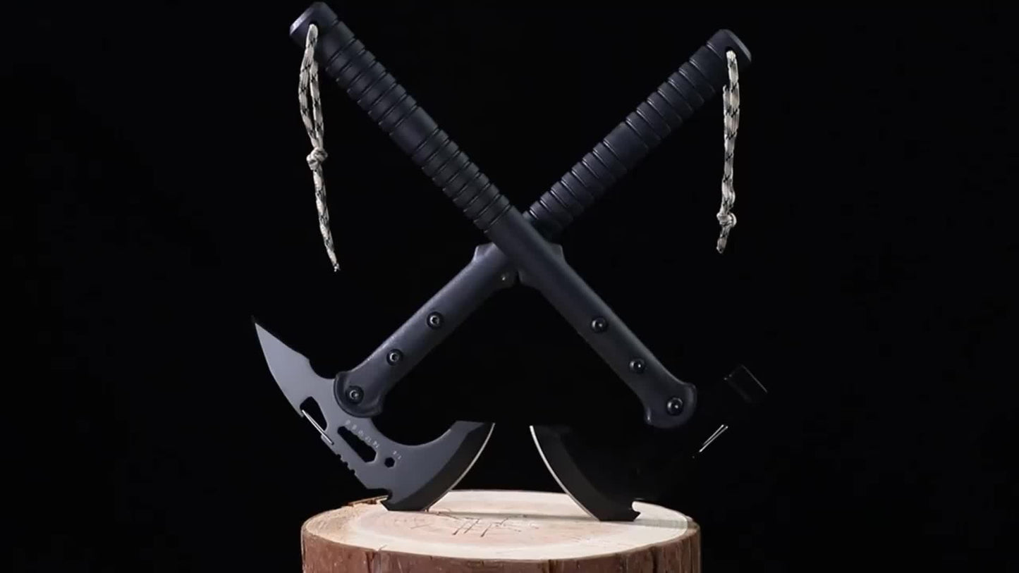 Tactical Tomahawk Axe 2-Pack – Camping Hatchet with Spike, Hammer, Bottle Opener, Hex Wrench & Sheath | Survival Axe for Hiking Trekking Bushcraft
