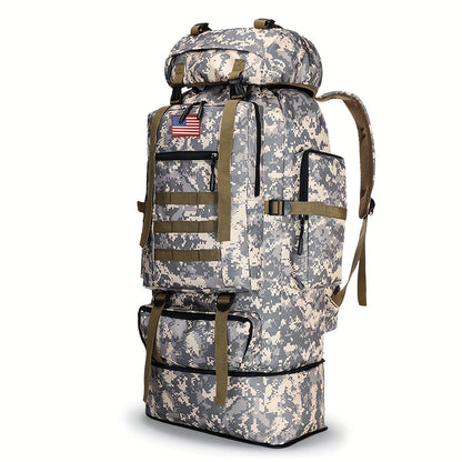 Tactical Backpack 100L Large Capacity Hiking Backpack Multiple Compartments Heavy Duty Ergonomic Straps for Camping Travel Trekking Backpacking Outdoor Adventures Jungle Green Black Army Green Gray Desert