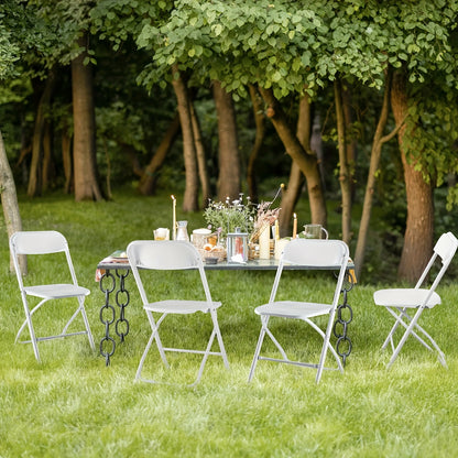 Commercial Folding Chairs Stackable – 350lb Heavy Duty Steel Frame, Weather Resistant Plastic, Indoor & Outdoor Event Seating – White or Black, 4 to 20 Pack for Weddings & Parties