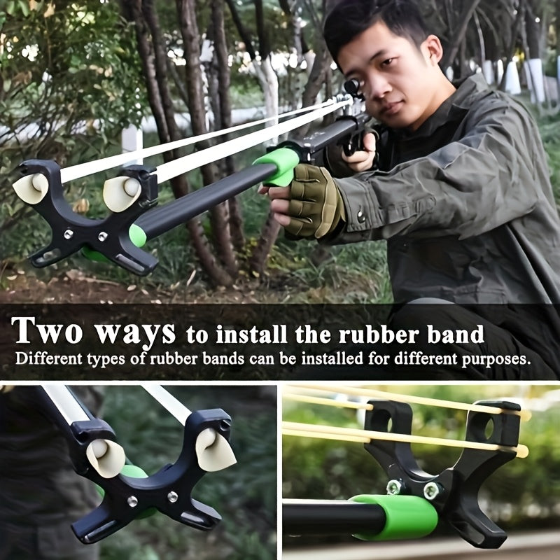 Telescopic Tactical Slingshot – Heavy-Duty Metal Long Pole Hunting Slingshot with Shoulder Stock for Adults | Adjustable Length for Hunting Fishing Outdoor