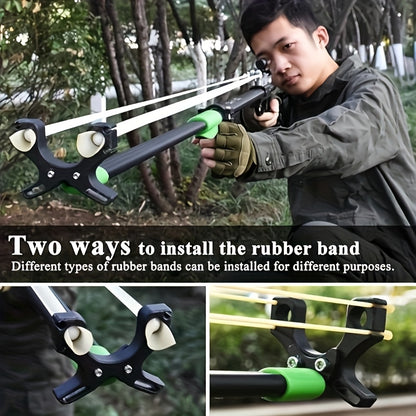 Telescopic Tactical Slingshot – Heavy-Duty Metal Long Pole Hunting Slingshot with Shoulder Stock for Adults | Adjustable Length for Hunting Fishing Outdoor