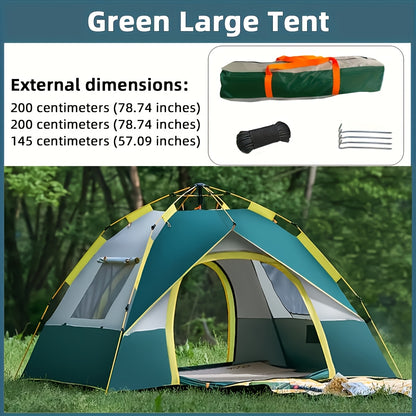 Automatic Pop-Up Camping Tent 4 Person UV Protection Insect Net Sunshade Waterproof Instant Setup Beach Park Outdoor Family Tent