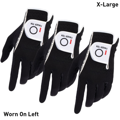 Wet Weather Golf Gloves Rain Grip 3-Pack for Men | Breathable Water-Resistant Golf Gloves for Left & Right Hand – Durable Comfortable Fit in Hot & Wet Conditions (Black, Gray, White | S–3XL)