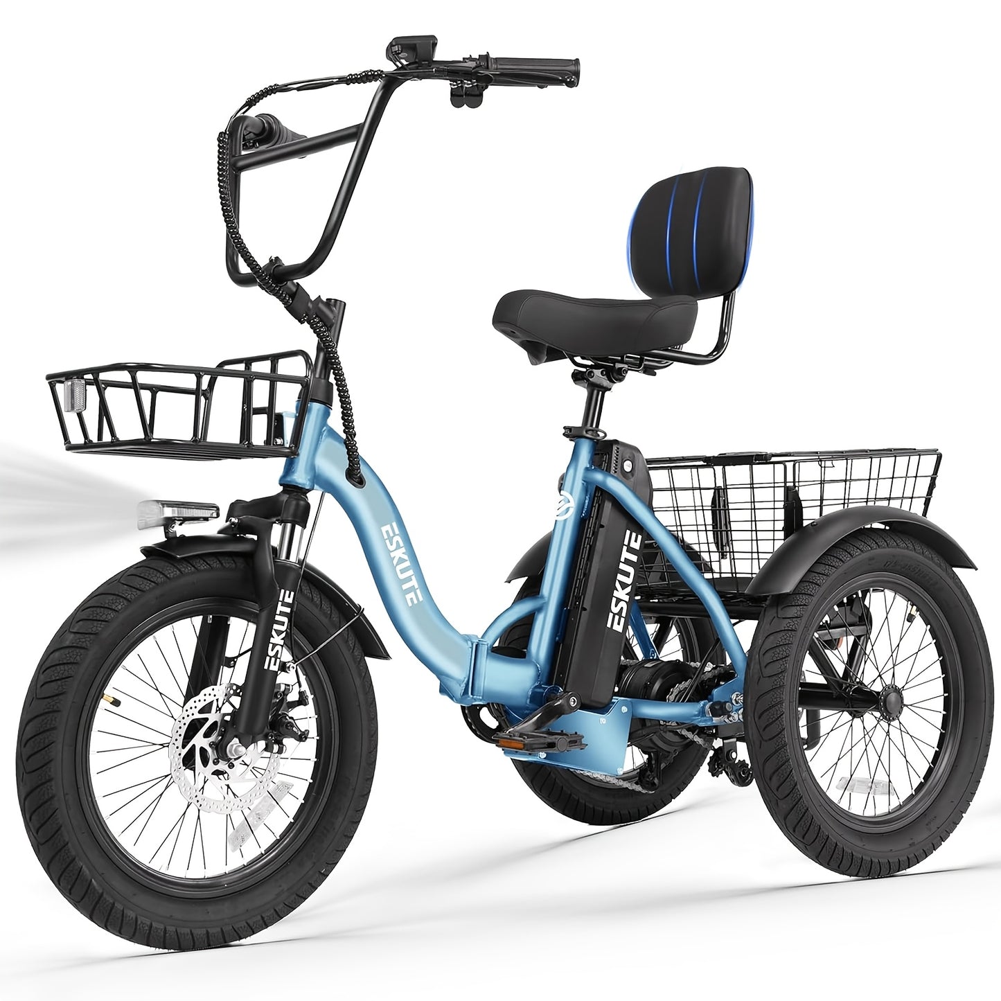 Electric Tricycle for Adults 749W Brushless Motor Folding E-Trike 48V 10.4Ah Removable Battery Step-Thru 3 Wheel Electric Bike 18x3.0 Fat Tire Up to 55 Miles 18MPH+ with 6-Speed Gear