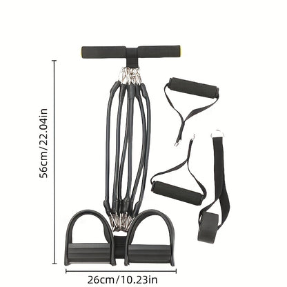 Resistance Band Foot Pedal Puller – TPE Stackable Exercise Bands for Sit-Ups, Leg & Ab Workouts, Adjustable Strap, 50 / 100 / 150 lb Options, Home Gym Strength Training for Men & Women, Black