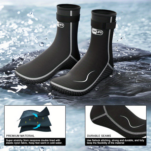 Neoprene Wetsuit Socks 3.5mm – High & Low Cut Water Booties, Non-Slip Anti-Abrasion for Diving Snorkeling Kayaking Beach Volleyball Surfing, S-XXL