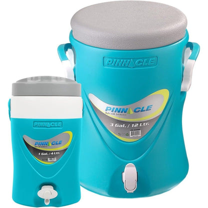 Insulated Water Jug Set with Beverage Cooler Dispenser - Leakproof Pull Tap Spout, Thick PU Insulation, Portable Sports Water Jugs for Camping, Outdoor Events, Parties & Sports - 5+2 or 3+1 Gallon