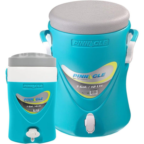 Insulated Water Jug Set with Beverage Cooler Dispenser - Leakproof Pull Tap Spout, Thick PU Insulation, Portable Sports Water Jugs for Camping, Outdoor Events, Parties & Sports - 5+2 or 3+1 Gallon