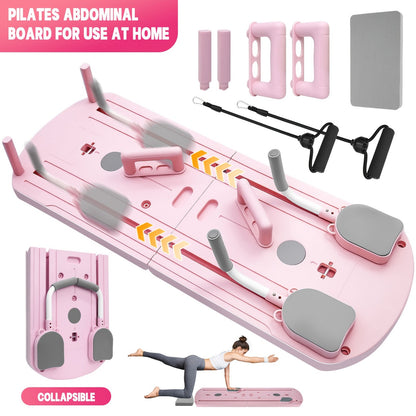 Foldable Pilates Board 8-in-1 with Resistance Bands – Anti-Slip Yoga Push-Up Board for Core Strength, Balance, Fat Burning & Full Body Home Gym Training
