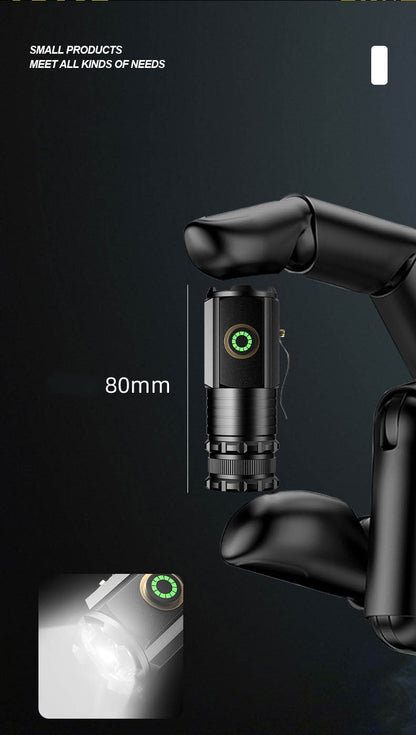 2000 Lumens Mini EDC Flashlight – Rechargeable 18650 Lithium Type-C, 4 Dimming Modes & Turbo, 300M Beam, Compact Pocket Torch for Camping, Hiking & Emergencies (Short/Long, Black/Classic)