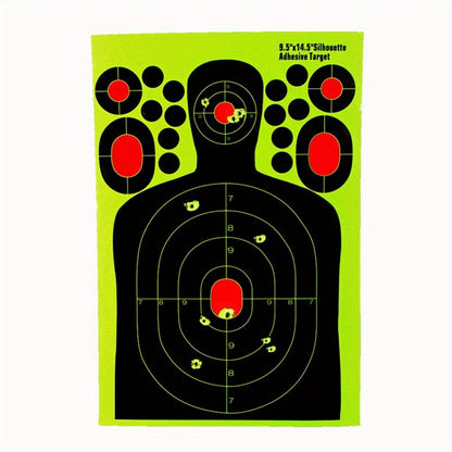 Splatter Shooting Targets Human Silhouette 20 Pack – Reactive Glow Fluorescent Paper Range Targets for Pistol, Rifle & Archery Training | High-Visibility Shot Placement Feedback
