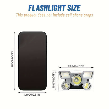 USB Rechargeable Headlamp 2 Pack 5 LED 4 Modes IP44 Waterproof Head Torch for Outdoor Fishing Camping Emergency