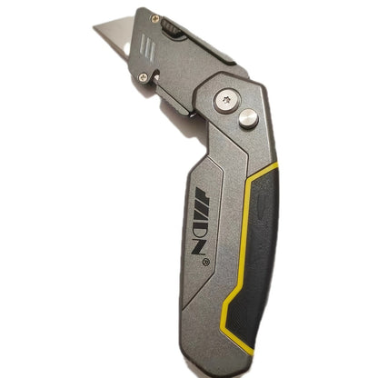Folding Utility Knife Aluminum Alloy Multifunctional EDC Box Cutter with Screwdriver Blades 10 Replacement Blades for DIY Camping Outdoor