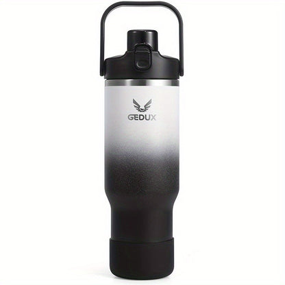 Vacuum Insulated Tumbler 32oz Stainless Steel with Handle Straw 2-in-1 Lid Chug Straw Lid Silicone Boot Matte Finish Keeps Drinks Cold Hot for Travel Gym Outdoor