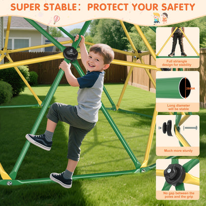 10FT Kids Climbing Dome with Hammock Swing Disc Swing Backyard Jungle Gym Steel Frame Outdoor Play Equipment 1000 LBS Capacity Gift for Boys Girls Ages 3-10