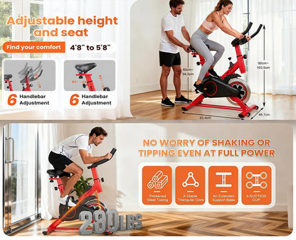 Indoor Spinning Exercise Bike – Ultra-Quiet Home Cycle
