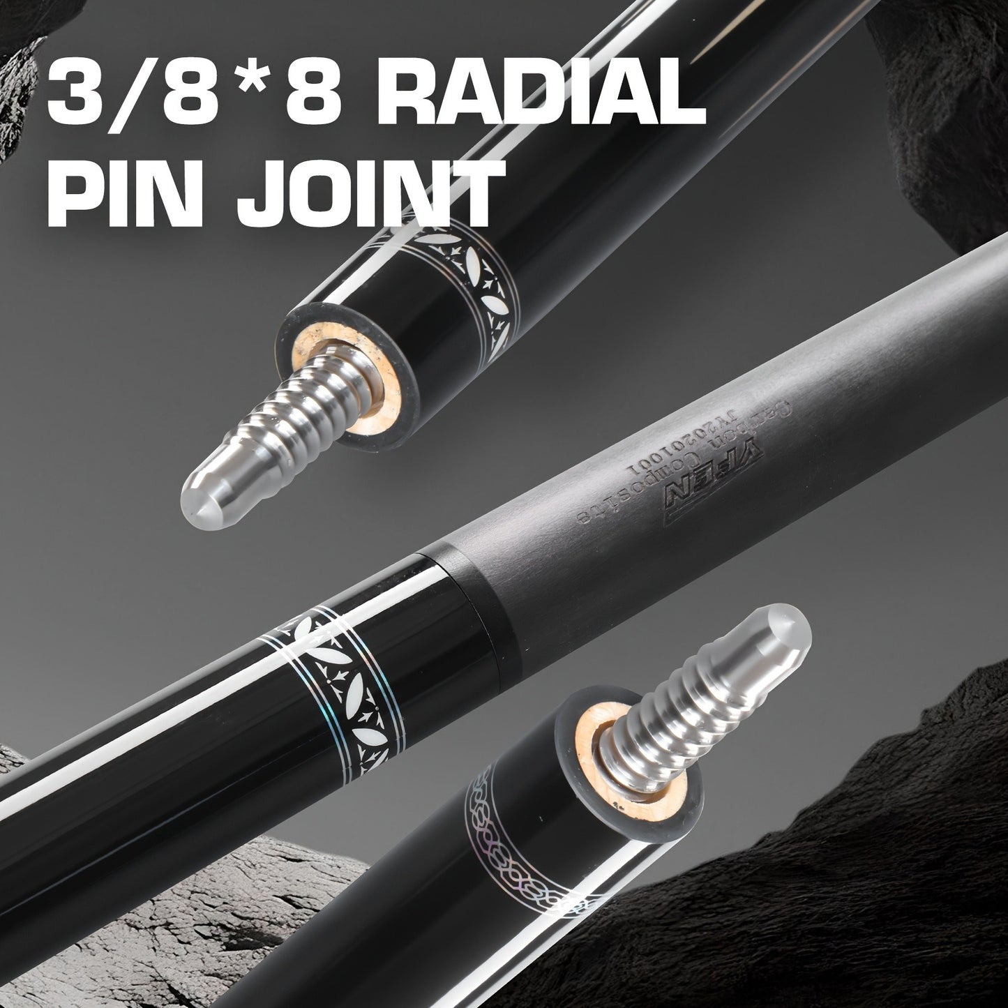 Carbon Fiber Pool Cue Stick Low Deflection Billiard Cue with 11.8mm 12.5mm Tip Pro-Taper Shaft Canadian Maple Butt Extension Compatible Professional Pool Cues for Competitive Play and Tournament Use