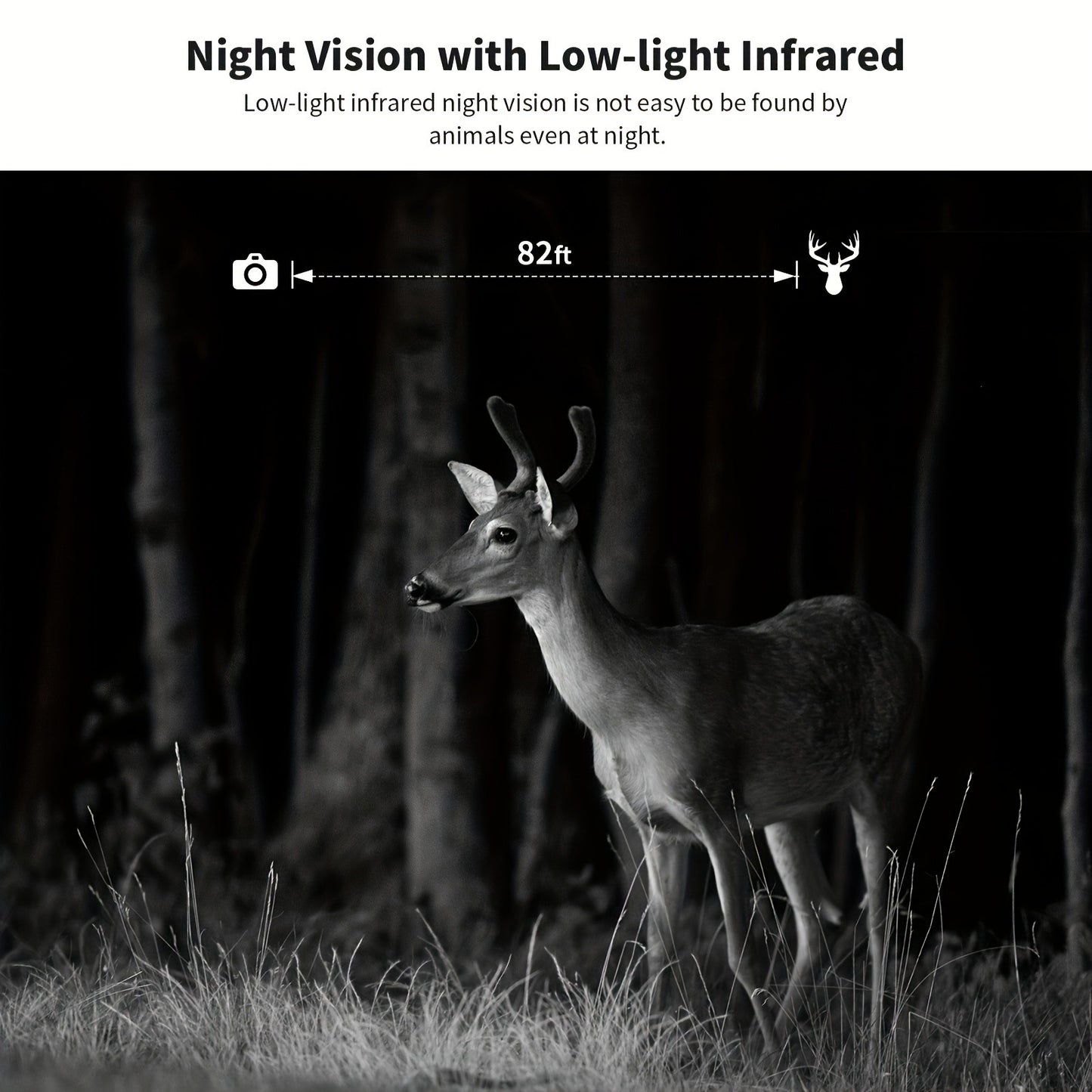 Solar Powered Trail Camera 4K Cellular - 4G LTE No WiFi, 0.2s Trigger, 82ft Night Vision, 120° Wide Angle, Built-in SIM Card for Hunting & Wildlife