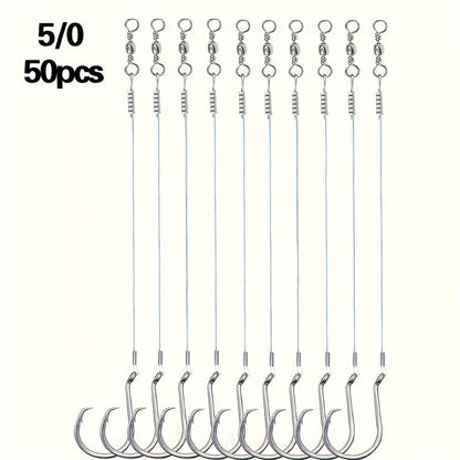 Circle Hooks 50pcs – Octopus Offset Steel Fishing Hooks for Catfish, Bass, Saltwater & Freshwater, Size 1/0 to 7/0