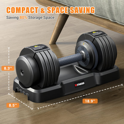 Adjustable Dumbbell Set of 2 – 5-in-1 Quick-Adjust Weight Set 25LB or 55LB Per Pair, Anti-Slip Handle, Dumbbell Barbell Kettlebell Push-Up Home Gym Workout Equipment for Men & Women
