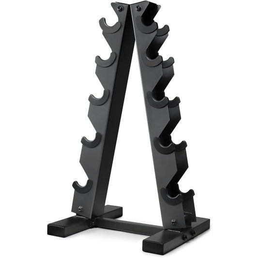 Dumbbell Rack A-Frame 5-Tier Heavy Duty Weight Storage Stand – Space-Saving Vertical Dumbbell Holder for Home Gym, Holds 5-25LB Hex & Rubber Dumbbells