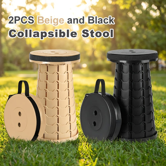 Collapsible Folding Stool 2-Pack – 400lbs Capacity Portable Telescoping Step Stool for Camping, Fishing, Hiking & Kitchen | Lightweight Retractable Seat