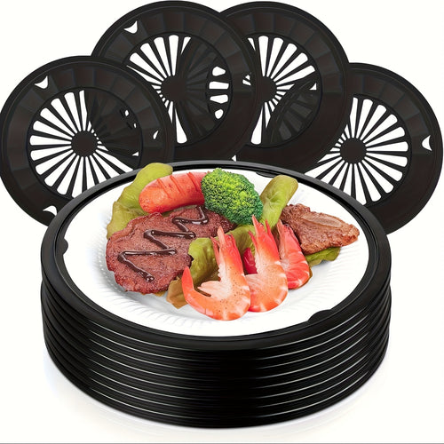 Reusable Plastic Paper Plate Holders Set – 10 Inch Snap-On Groove Design, Thickened Durable Holder for Picnics, BBQ, Camping & Party Dinners, Streamlined Dishwasher-Safe Plate Carrier (12 or 20 Piece)