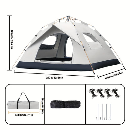 Waterproof Pop Up Camping Tent with Double Doors - Cloud Gray Automatic Instant Setup Shelter for Beach, Hiking, Camping, RV & Travel, Portable Foldable Sunshade Tent with Optional Mesh Windows, 2 Sizes Available