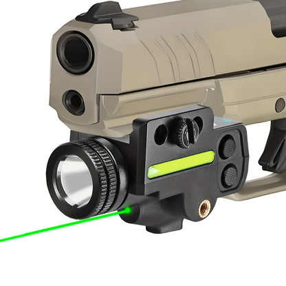 Tactical Green Laser Sight with LED Flashlight Combo - USB Rechargeable, Picatinny Rail Mount, Ambidextrous for Pistols, Rifles & Airguns