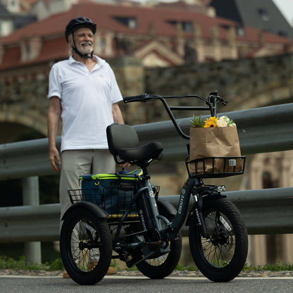 Electric Tricycle for Adults 749W Brushless Motor Folding E-Trike 48V 10.4Ah Removable Battery Step-Thru 3 Wheel Electric Bike 18x3.0 Fat Tire Up to 55 Miles 18MPH+ with 6-Speed Gear