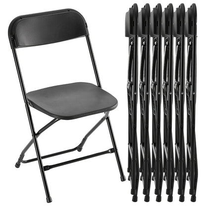Commercial Folding Chairs Stackable – 350lb Heavy Duty Steel Frame, Weather Resistant Plastic, Indoor & Outdoor Event Seating – White or Black, 4 to 20 Pack for Weddings & Parties