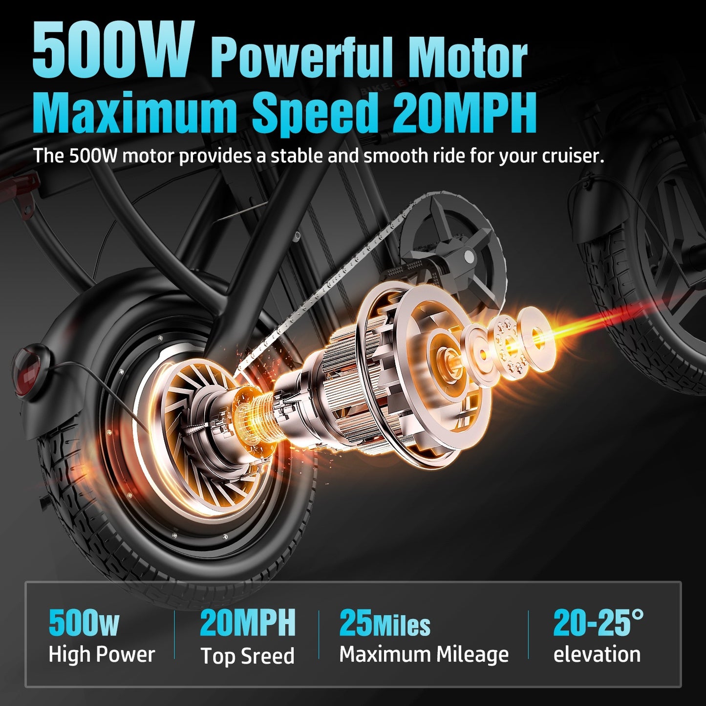 Electric Commuter Bike 48V 10Ah, 500W Brushless Motor 20MPH Folding E-Bike