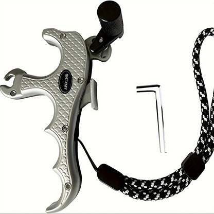 Archery Bow Release Aid for Compound Bow - 360° Rotating Aluminum Thumb Trigger Wrist Strap Release with Adjustable Sensitivity for Hunting & Target Shooting, Black Red Blue Grey
