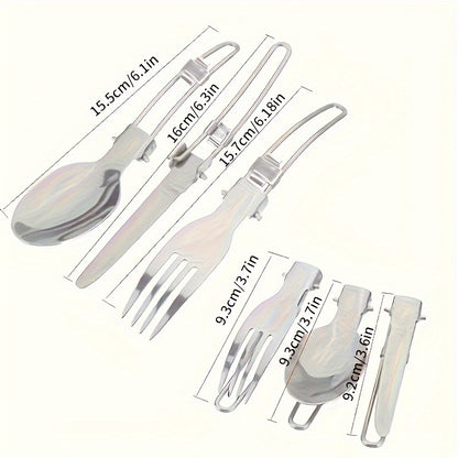 Stainless Steel Camping Cookware Set Portable Outdoor Cooking Pot with Foldable Storage Knives Forks Lightweight Compact for Backpacking Hiking Picnic Travel Orange Green Gift Ready