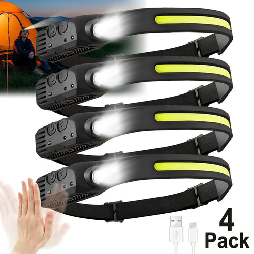 Motion Sensor Headlamp 4-Pack – USB Rechargeable LED